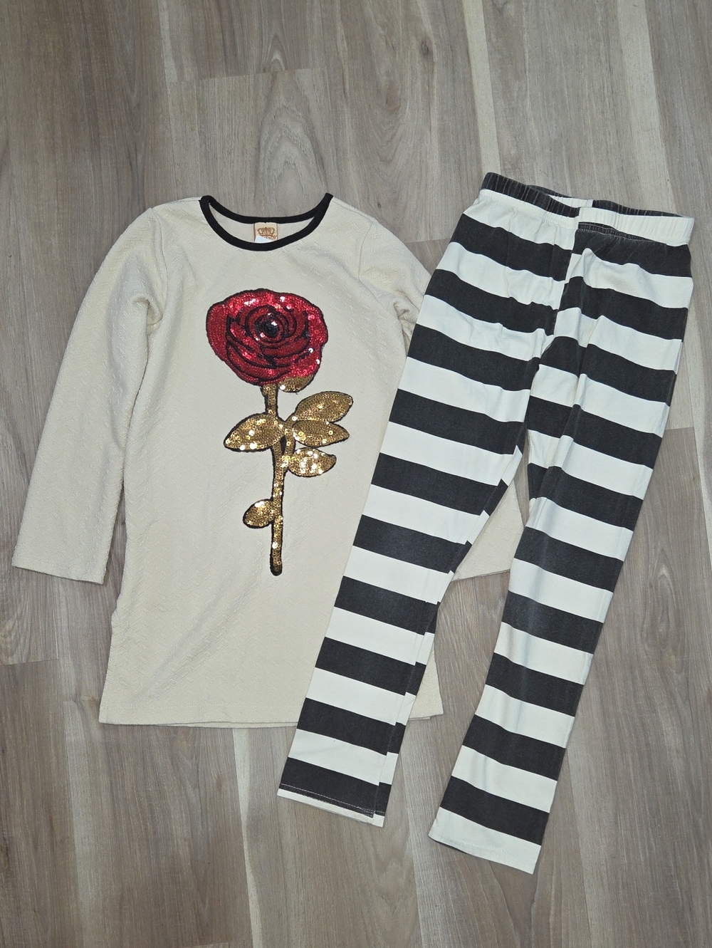 •Mia Belle Baby• Little Girls Sequin Rose Matching Set